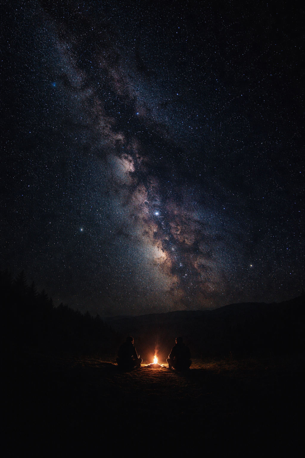 Campfire under the Milky Way